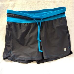 Free Country NWOT women's swimming/running shorts dark gray/teal S (4-6)